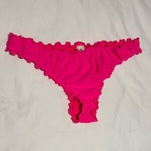 Hollister Vibrant Neon Pink Ruffled Ruched Cheeky Bikini Bottoms Large L